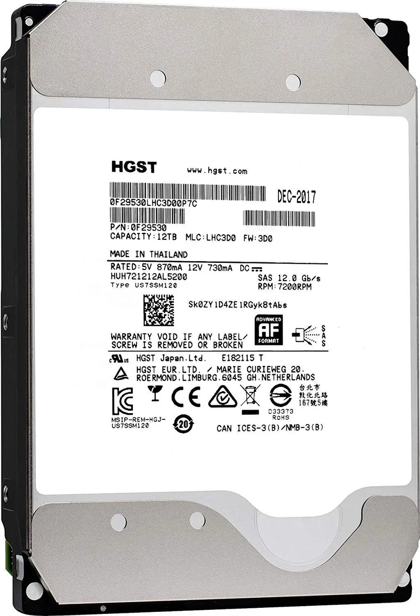 HGST HGST Ultrastar DC HC520 12TB 7200 RPM SAS 3.5" internal hard drive — product photo