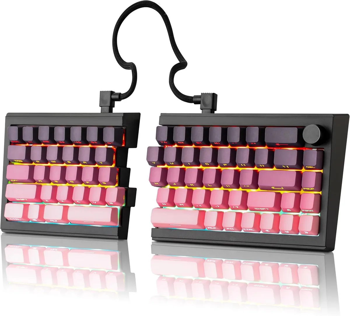 usbroway usbroway ST68 Wireless Split Mechanical Gaming Keyboard 65% Pink Purple Cream Switches 22 RGB Modes — product photo