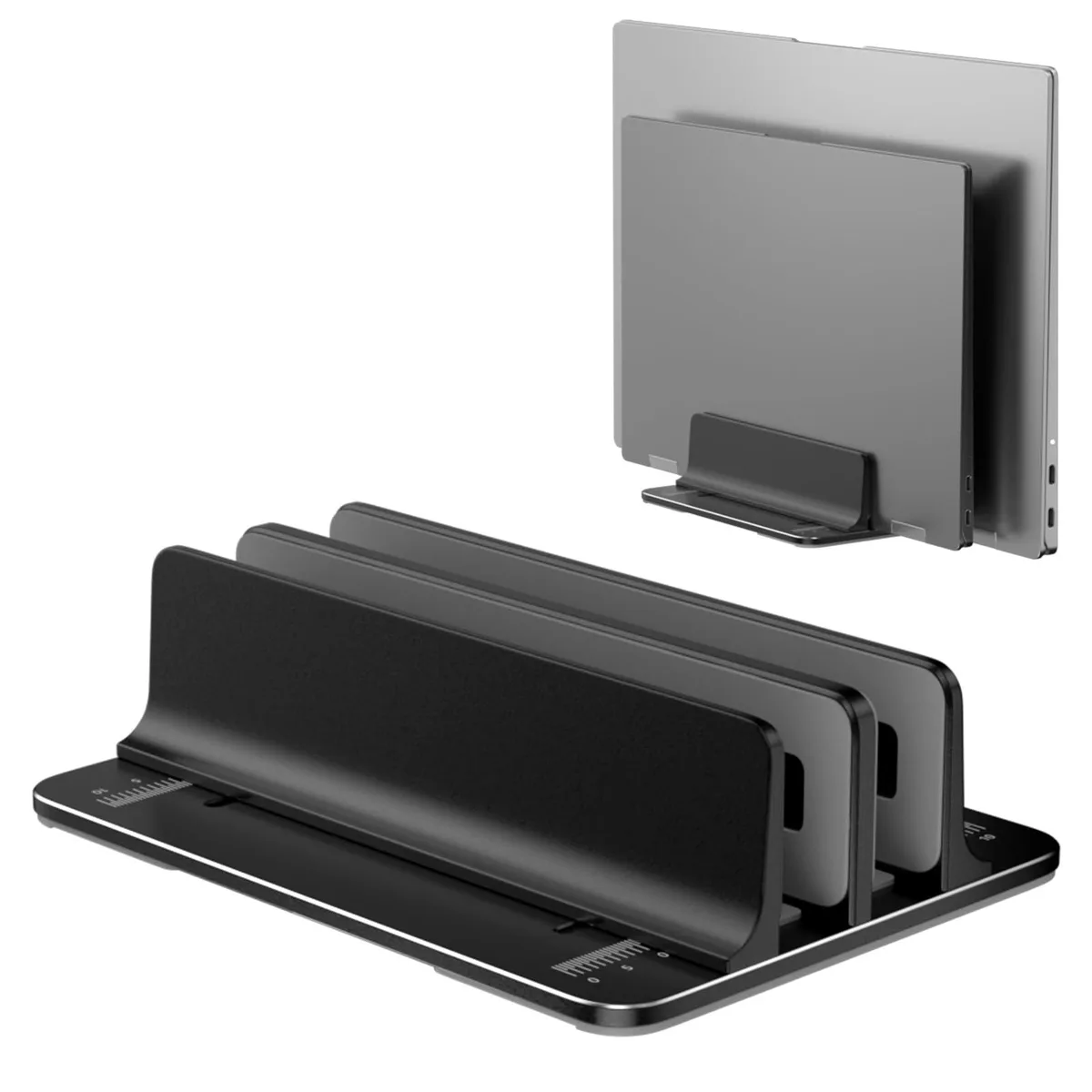 No Sew No Sew Vertical Laptop Stand U2001 Black Double Slot Adjustable 0.4-2in — product photo