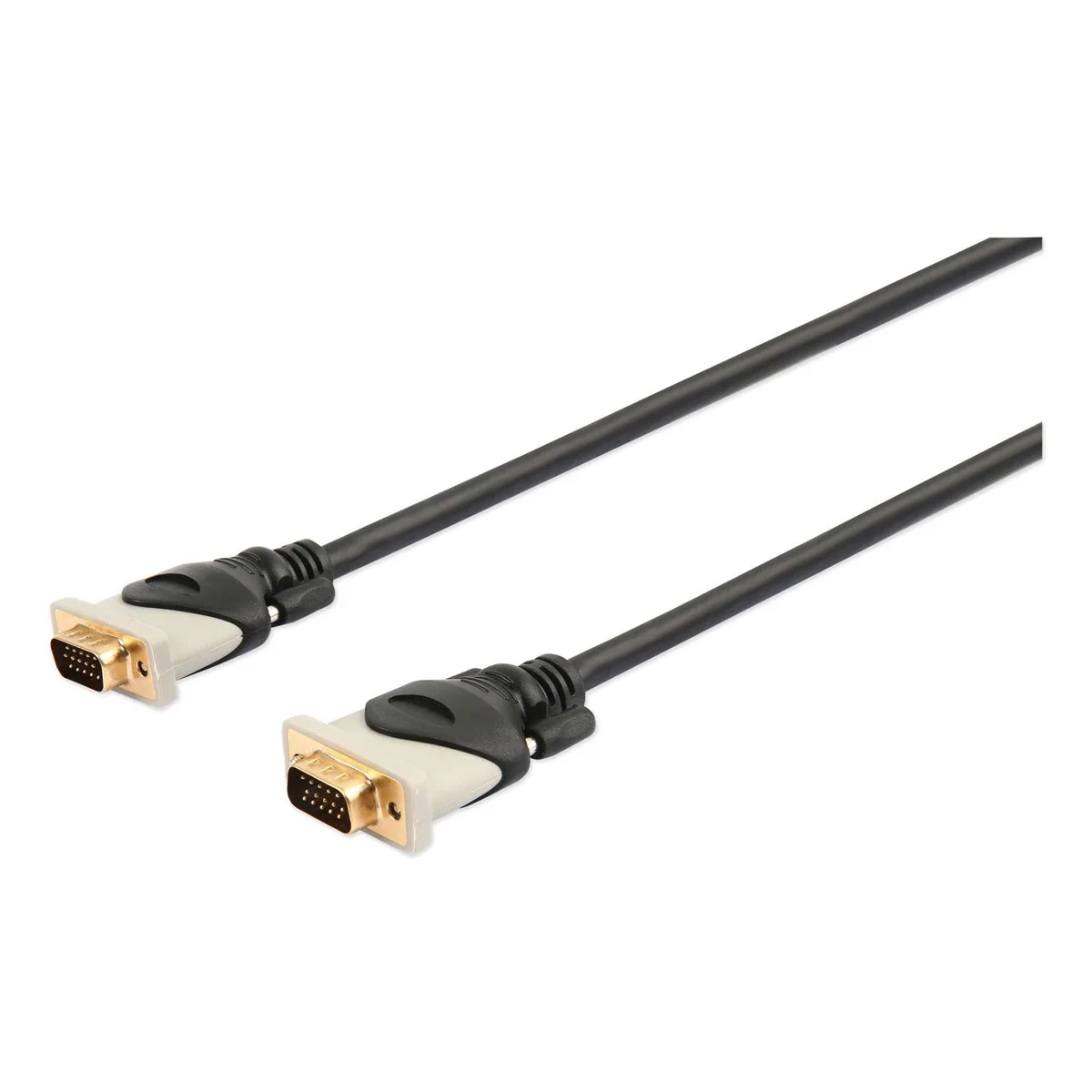 Black SVGA KVM cable coiled, ten feet long, matte finish