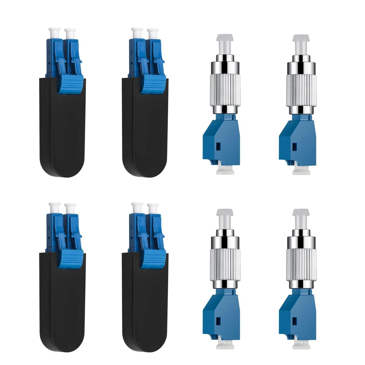  Moocci 4× FC Male–LC Female &amp; 4× LC/UPC Loopback Adapters 9/125 µm — product photo