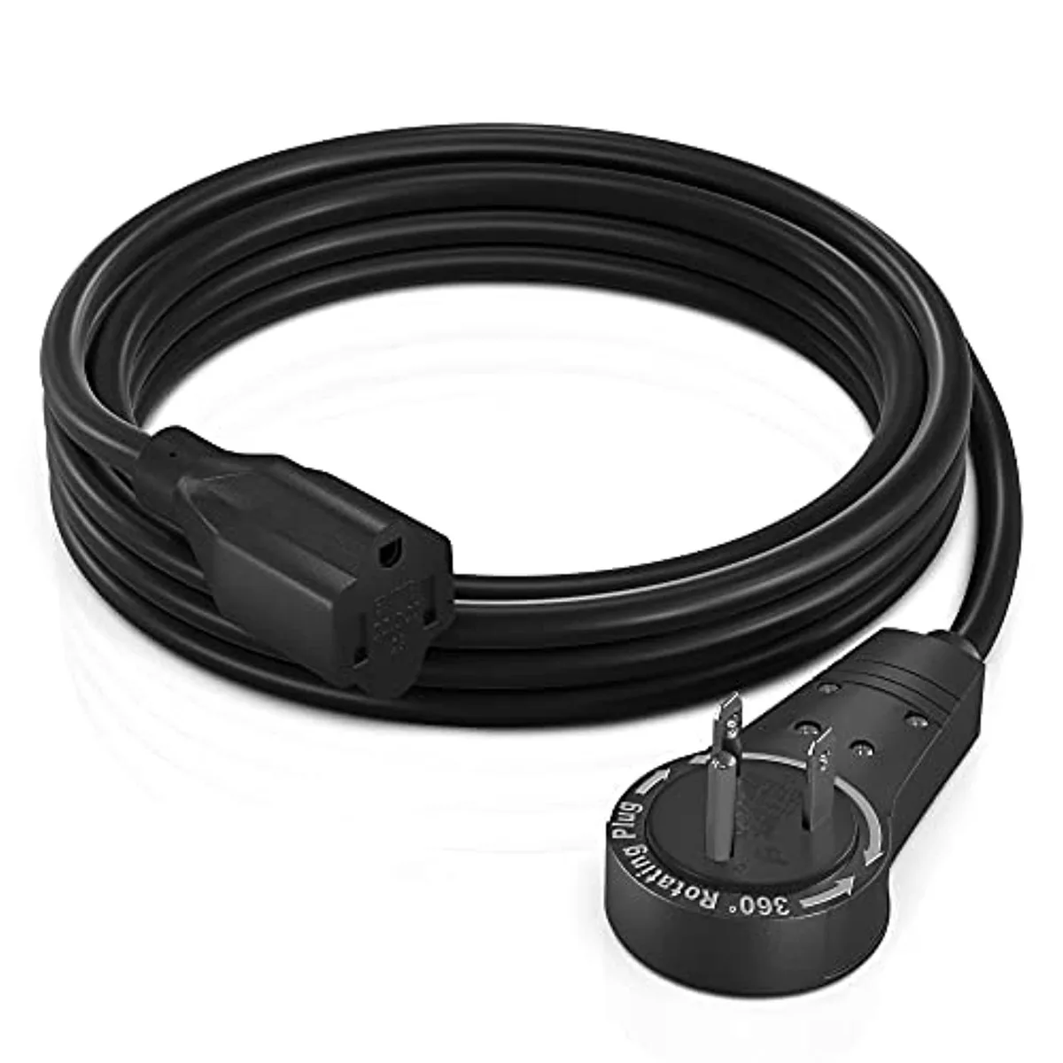 maximm maximm 6 ft 360° Rotating Flat Plug Extension Cord 16 AWG Black — product photo