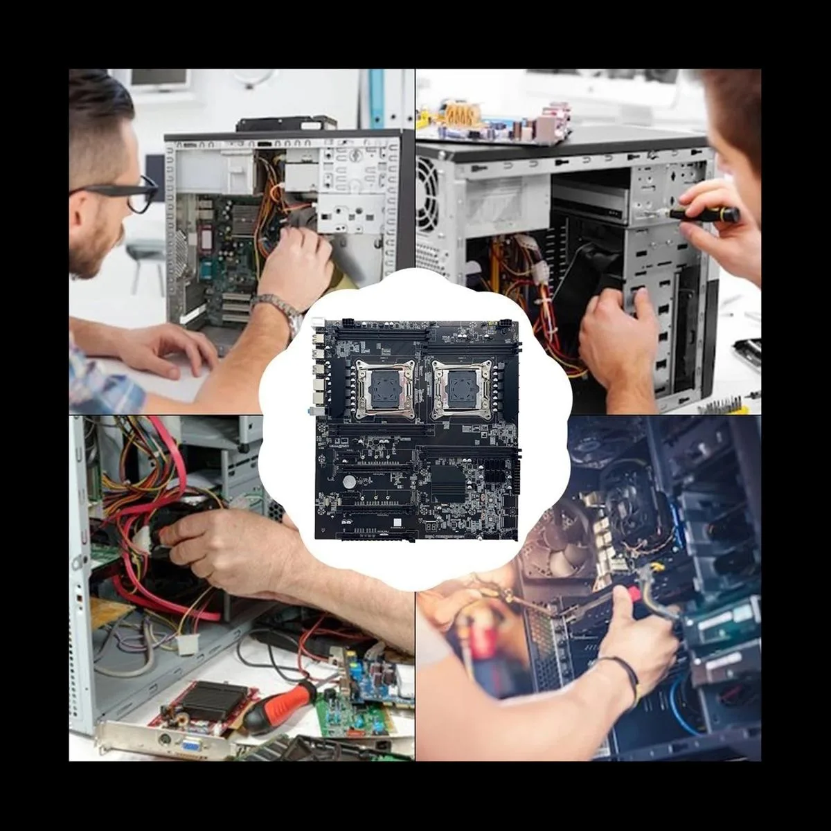 YINGHUA YINGHUA X99 Dual CPU ALEO Mining Motherboard SATA Cable Baffle server motherboard — product photo