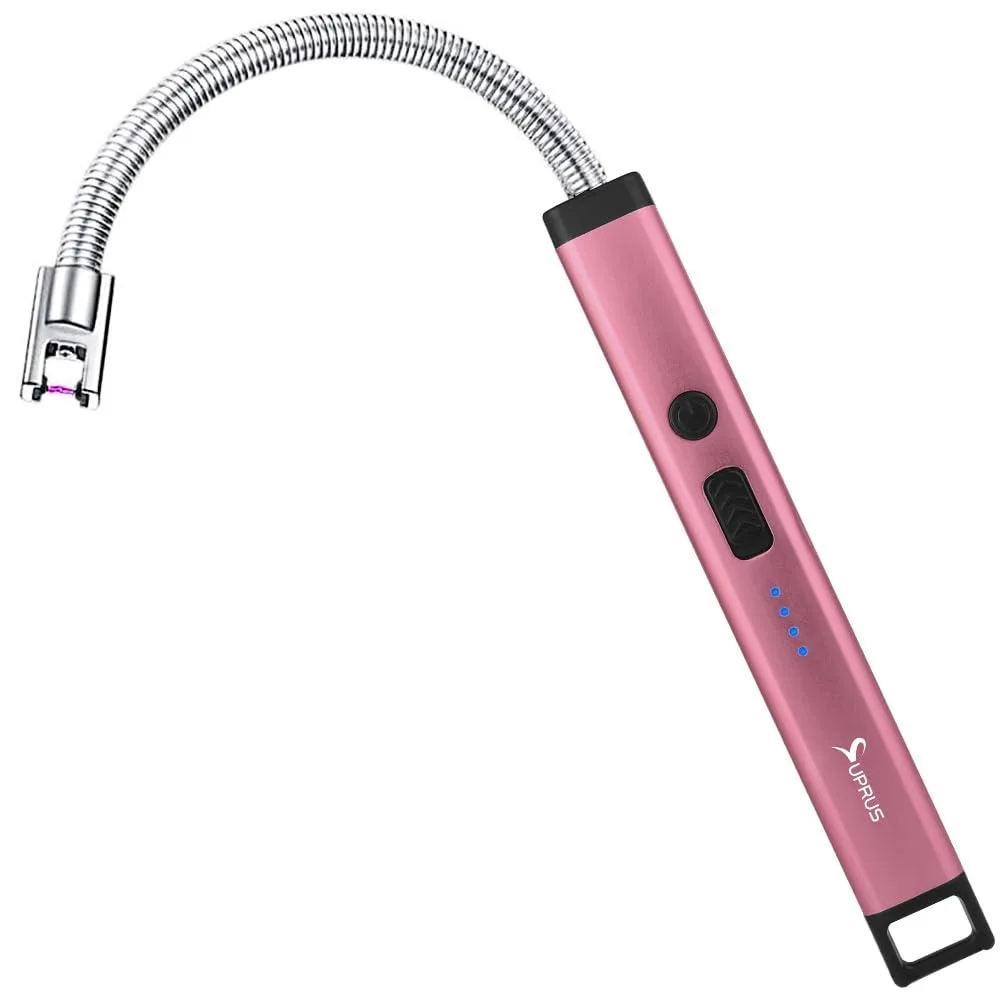  SUPRUS Arc Lighter Pink Stainless Steel 360° Neck 500 Charges — product photo