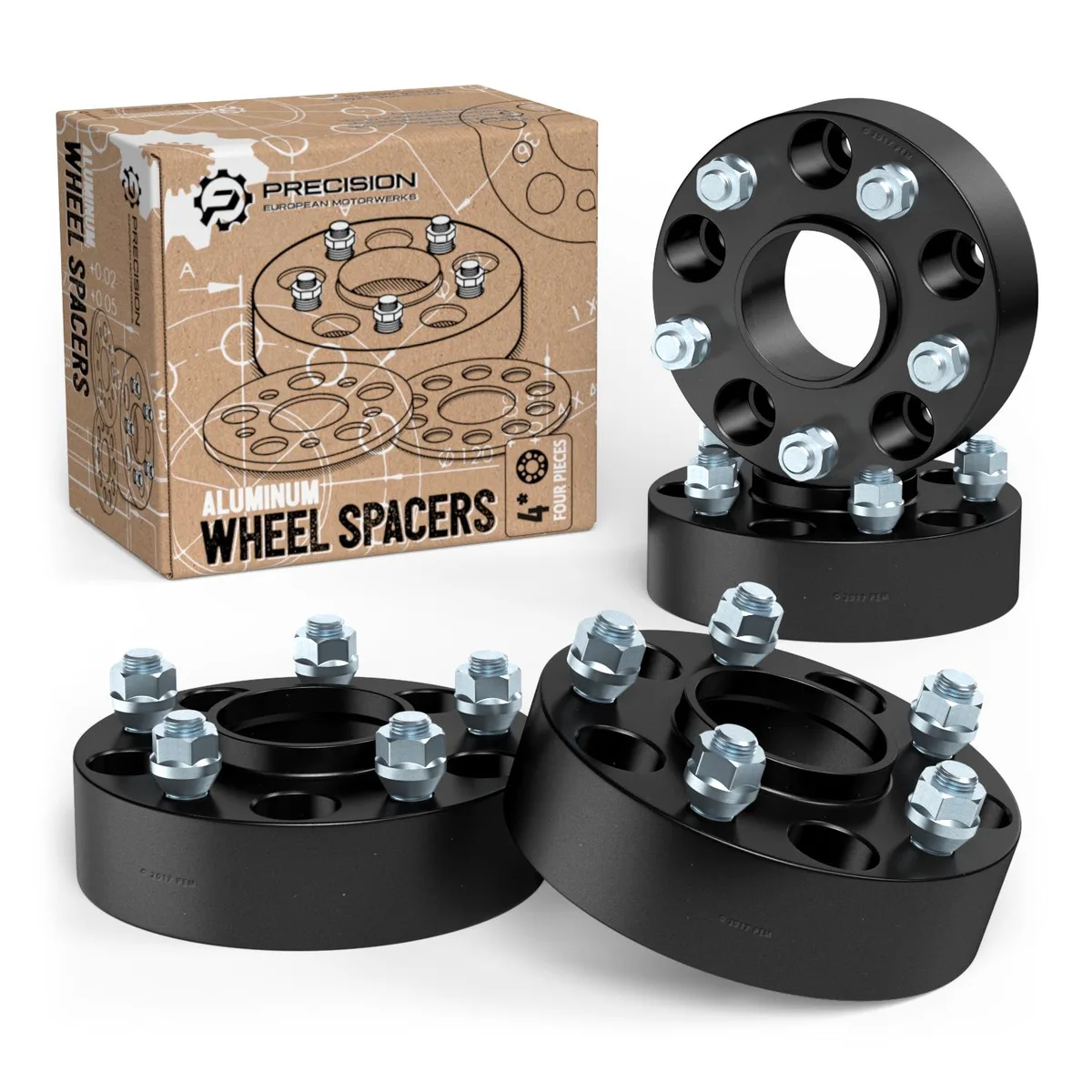 StanceMagic StanceMagic 1.5" Hubcentric Wheel Spacers 5x4.5 70.5mm Bore 1/2x20 Black Pack of 4 — product photo