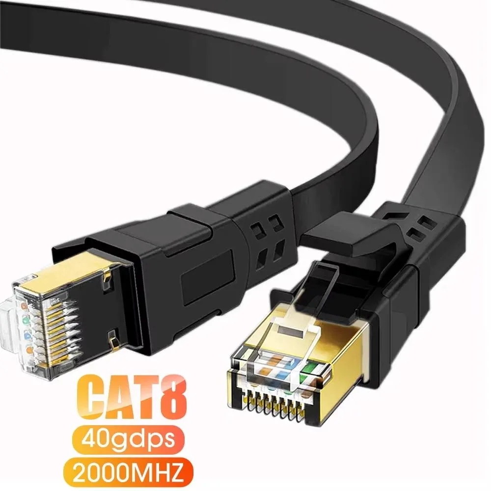 HANNORD HANNORD Cat 8 Flat Ethernet Cable 16.4 ft Black 40Gbps 2000MHz — product photo