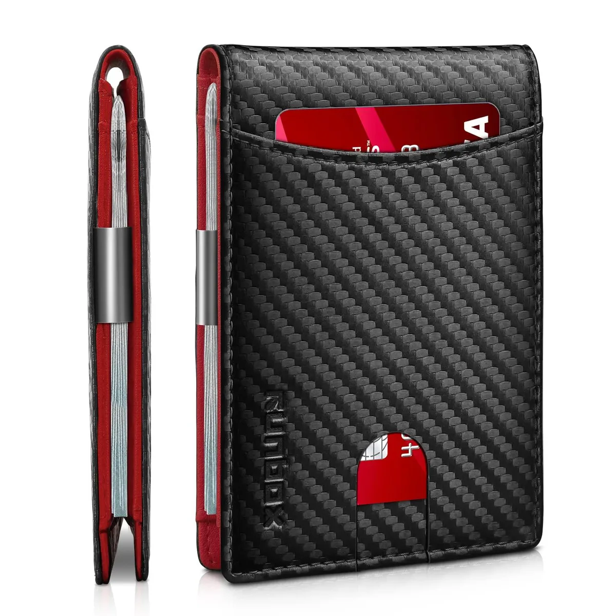  RUNBOX K-sb02 wallet red 11 card slots money clip RFID blocking — product photo