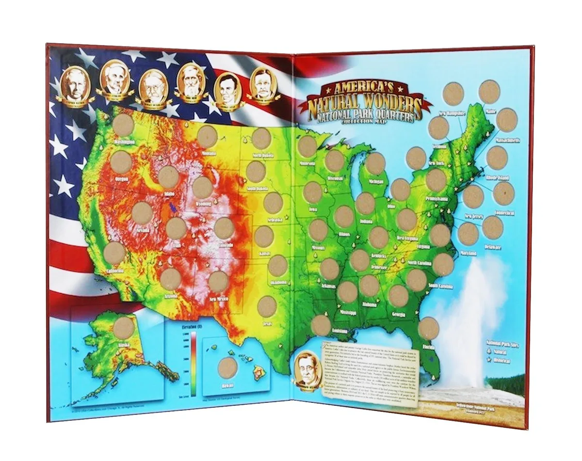 Angel Sales, Inc. Angel Sales, Inc. 10822070 National Park Quarters Collection Map 24"W x 15"H collectible — product photo
