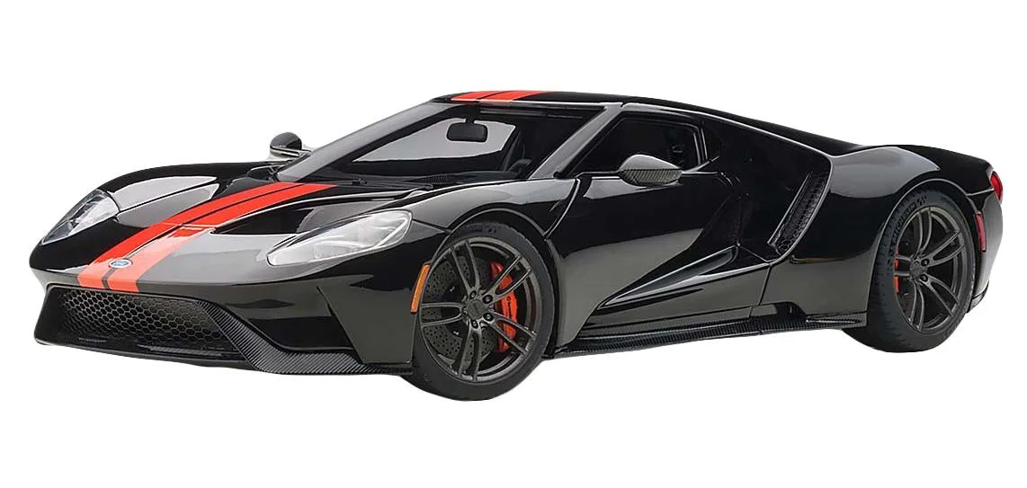 Autoart Autoart 2017 Ford GT Shadow Black Orange Stripes 1/18 hobby collectible — product photo