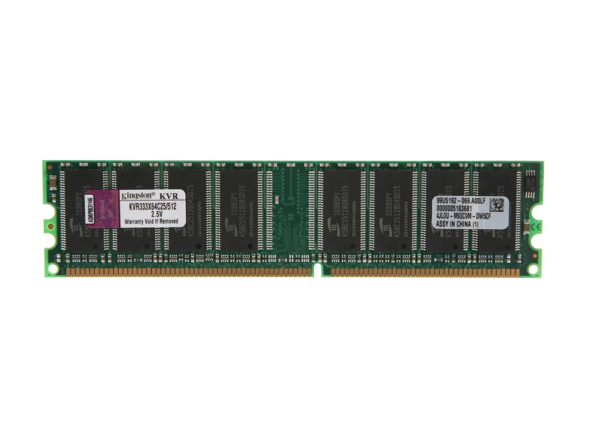 Kingston Technology Corp. Kingston Technology Corp. KVR333X64C25/512 512MB DDR 333 (PC 2700) desktop RAM — product photo