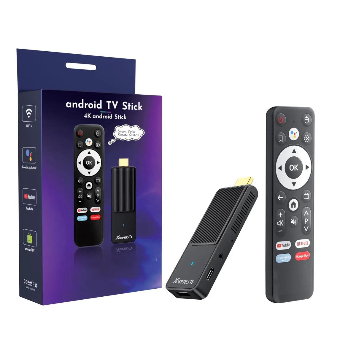RUPA Android TV Stick 4K 2GB 16GB RK3518 Android 14.0 Wi-Fi 6 Bluetooth 5.0 HDR10 Black 2026 — product photo