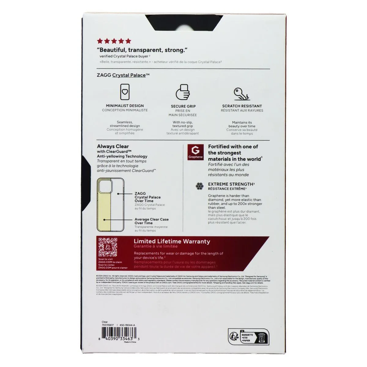 ZAGG ZAGG Crystal Palace Case for Samsung Galaxy S24 FE Clear 13ft drop protection — product photo