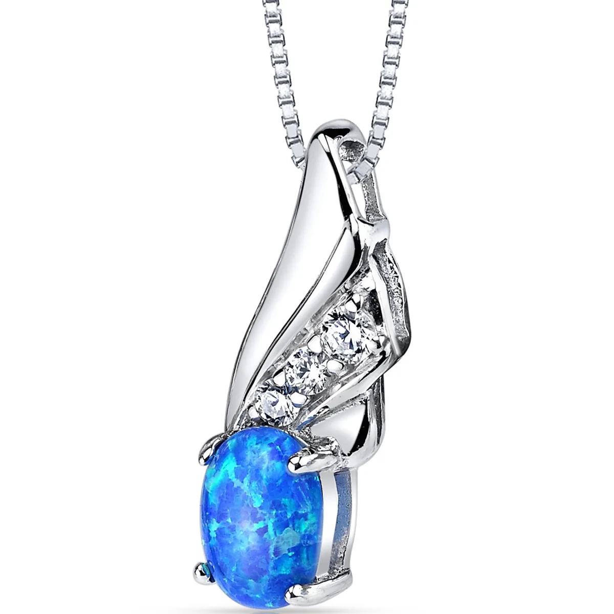 Oravo Oravo Blue Opal Angel Wing Pendant Necklace Sterling Silver 18" .925 0.75ct SP11050 — product photo