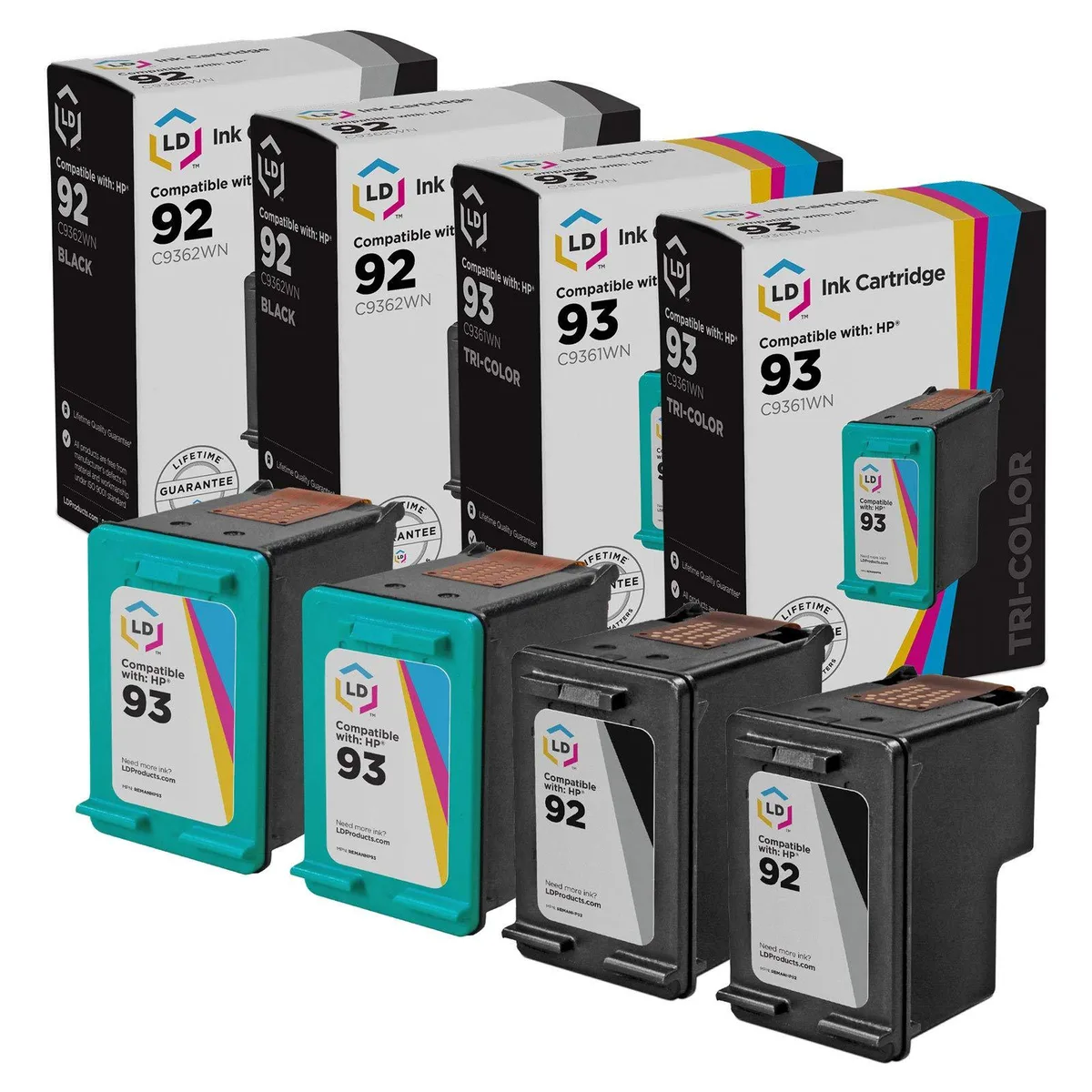 LD Products LD Products HP 92 &amp; 93 Ink Cartridge 4-Pack (2 Black, 2 Color) — product photo