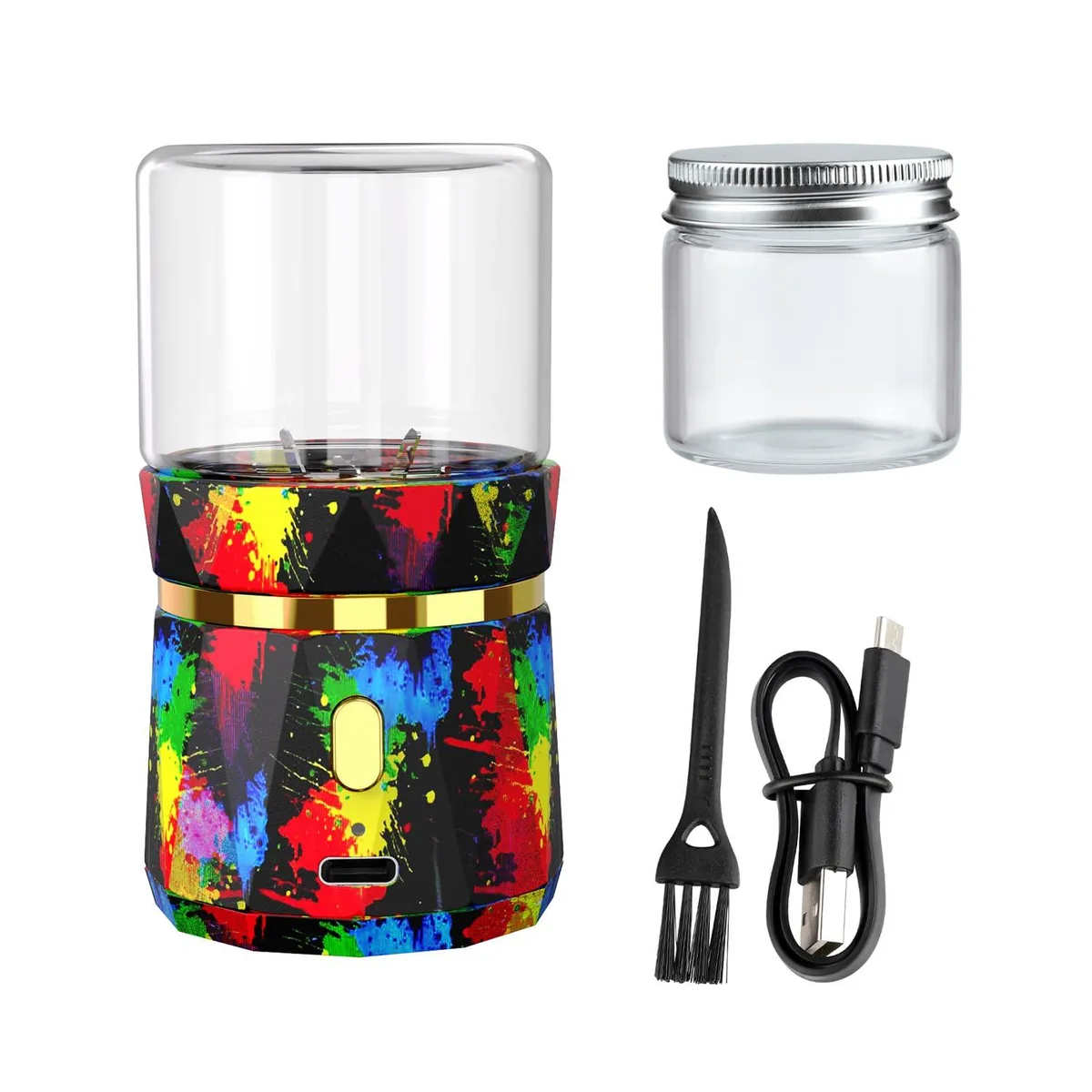 Mini Grinder Rechargeable Electric Coffee Grinder 11 cups 13000r/min 2×50ml jars — product photo