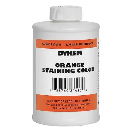 Orange opaque staining fluid in 8 oz brush-cap bottle
