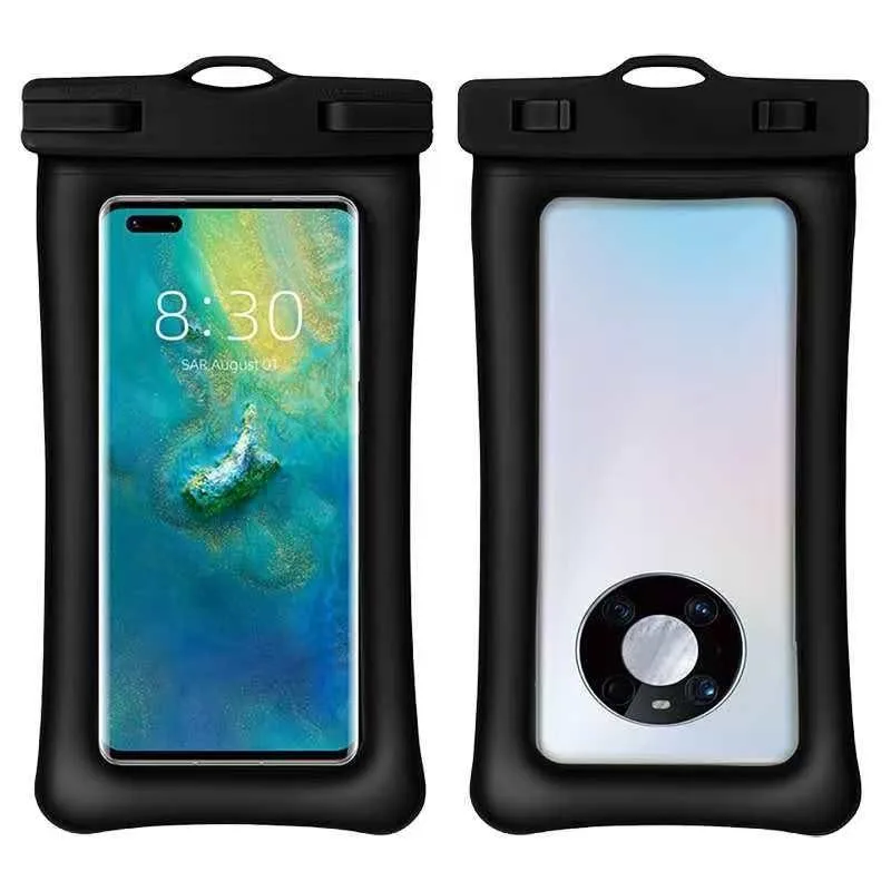 No Sew No Sew 009-2 Waterproof Phone Pouch with Airbag, Black, 8.0 in x 4.3 in — product photo