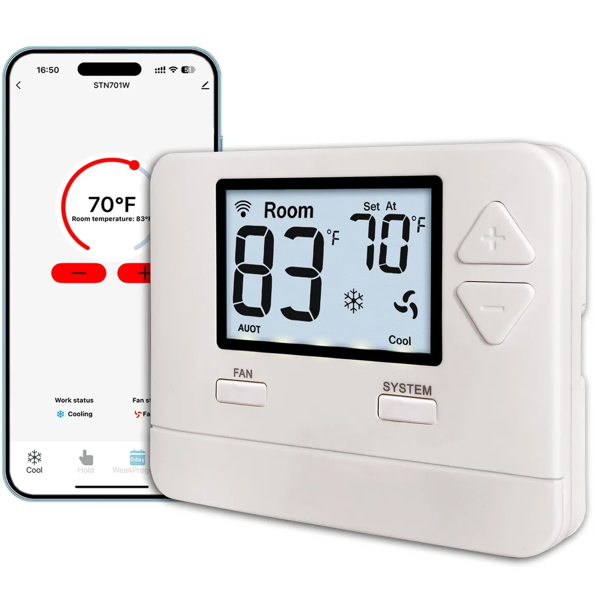 Heagstat STN701W smart thermostat 1H/1C 2.4GHz WiFi — product photo