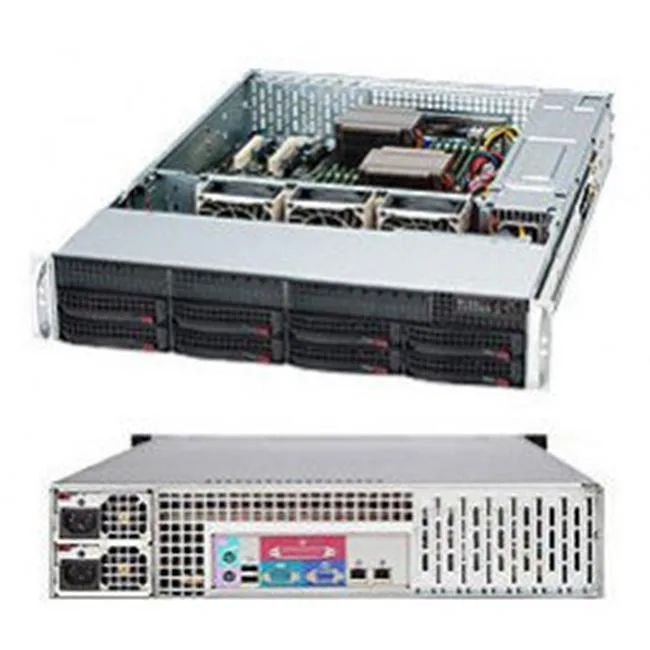 Supermicro Supermicro CSE-825TQC-R1K03LPB 2U server chassis 8×3.5″ bays 1000W redundant Titanium — product photo