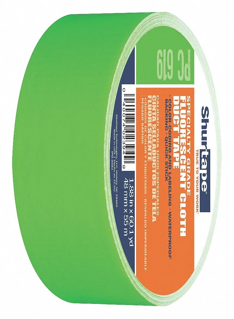SHURTAPE TECHNOLOGIES, INC. SHURTAPE TECHNOLOGIES, INC. PC 619 Fluorescent Green Duct Tape 48mm — product photo