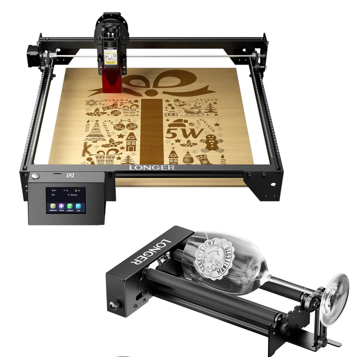 LONGER LONGER RAY5 5W Laser Engraver with Rotary Roller &amp; Bracket — product photo