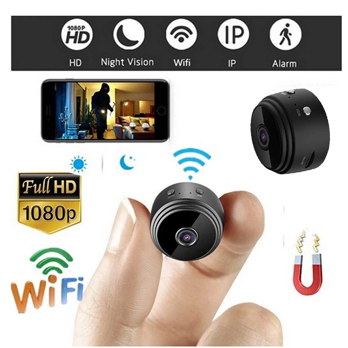 NShi NShi Mini 1080p Wireless Magnetic Security Camera 2.4x4.4cm — product photo