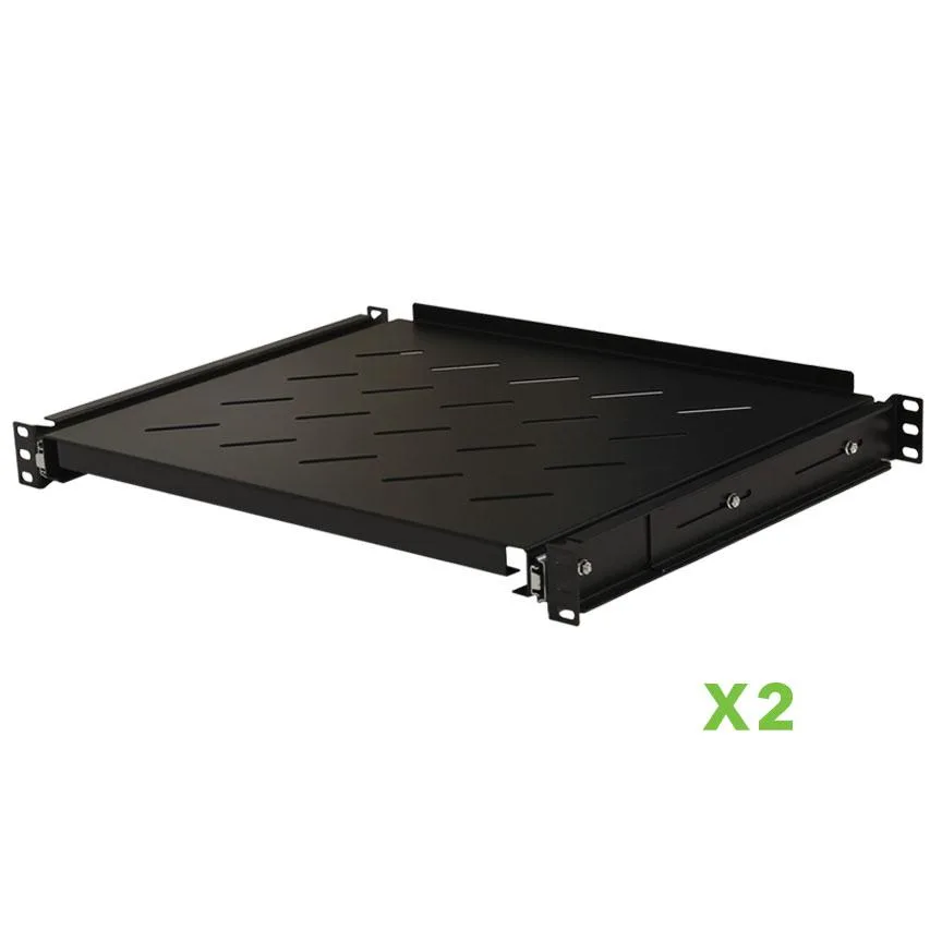 NavePoint NavePoint Sliding Rack Vented Server Shelf 1U 19" 350mm Deep Set of 2 Black — product photo