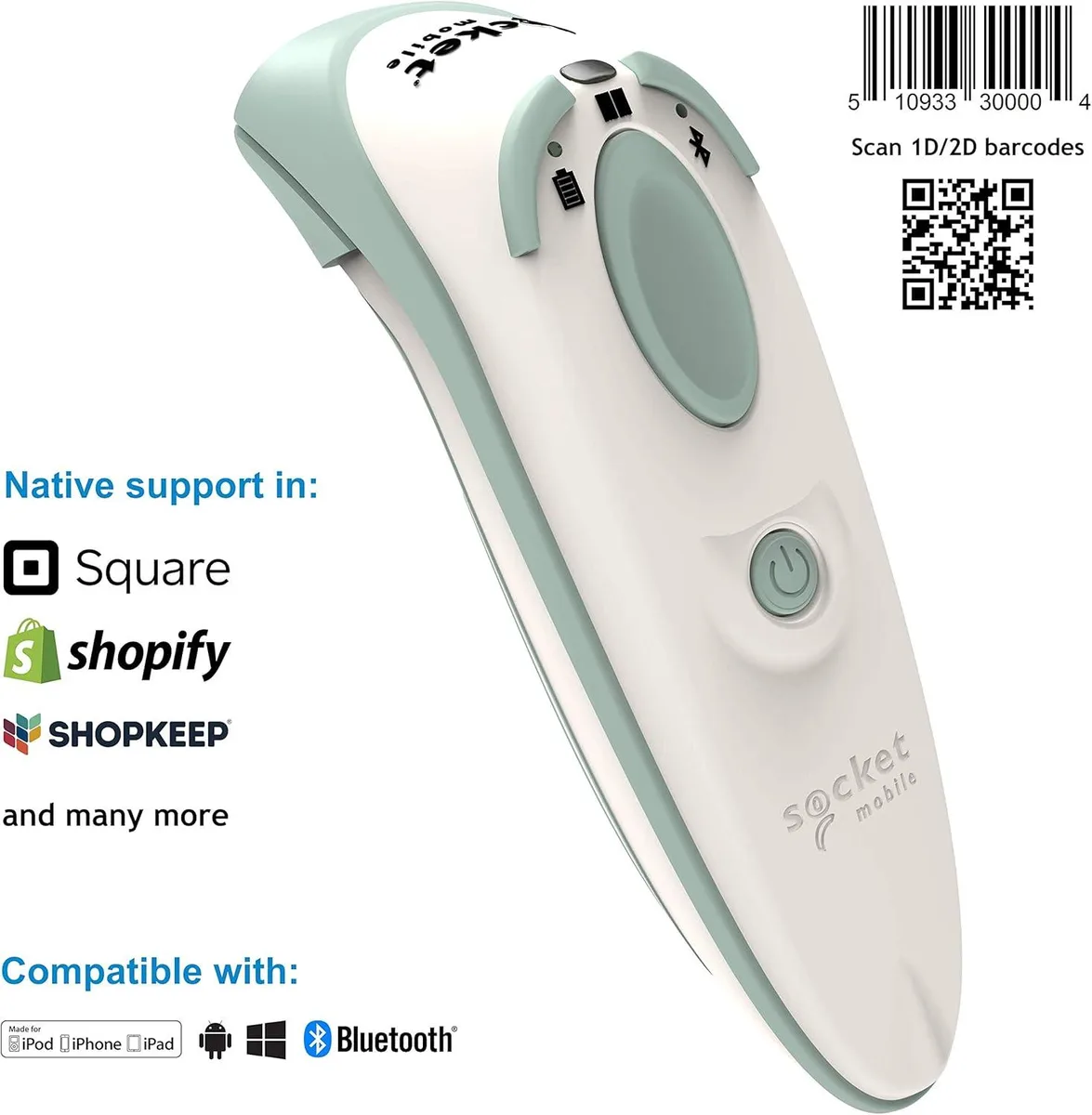 Socket Mobile, Inc. Socket Mobile DURASCAN D755 Barcode Scanner White — product photo