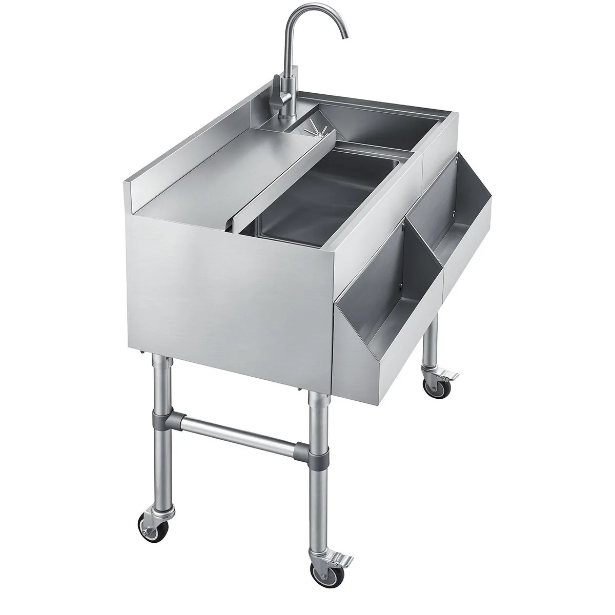 VEVOR VEVOR CIBS1934 Commercial Ice Bin with Sink & Faucet 60 Qt 24 x 19 x 35 Inch Stainless Steel — product photo