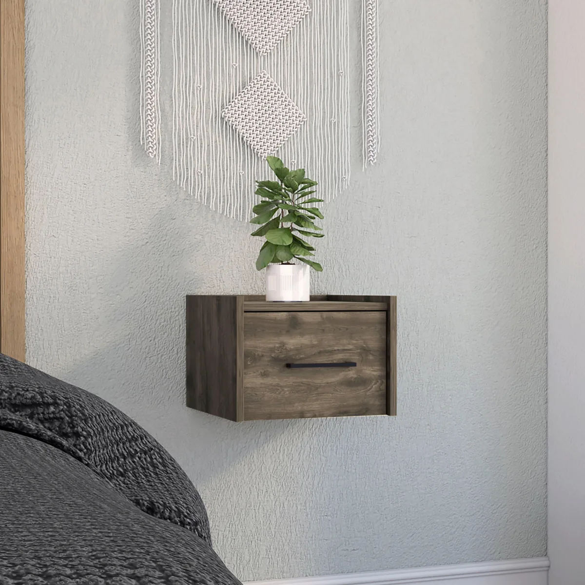 tuphen tuphen Boa Floating Nightstand Dark Brown 13.8W 13.2D 10.4W 5.5H — product photo