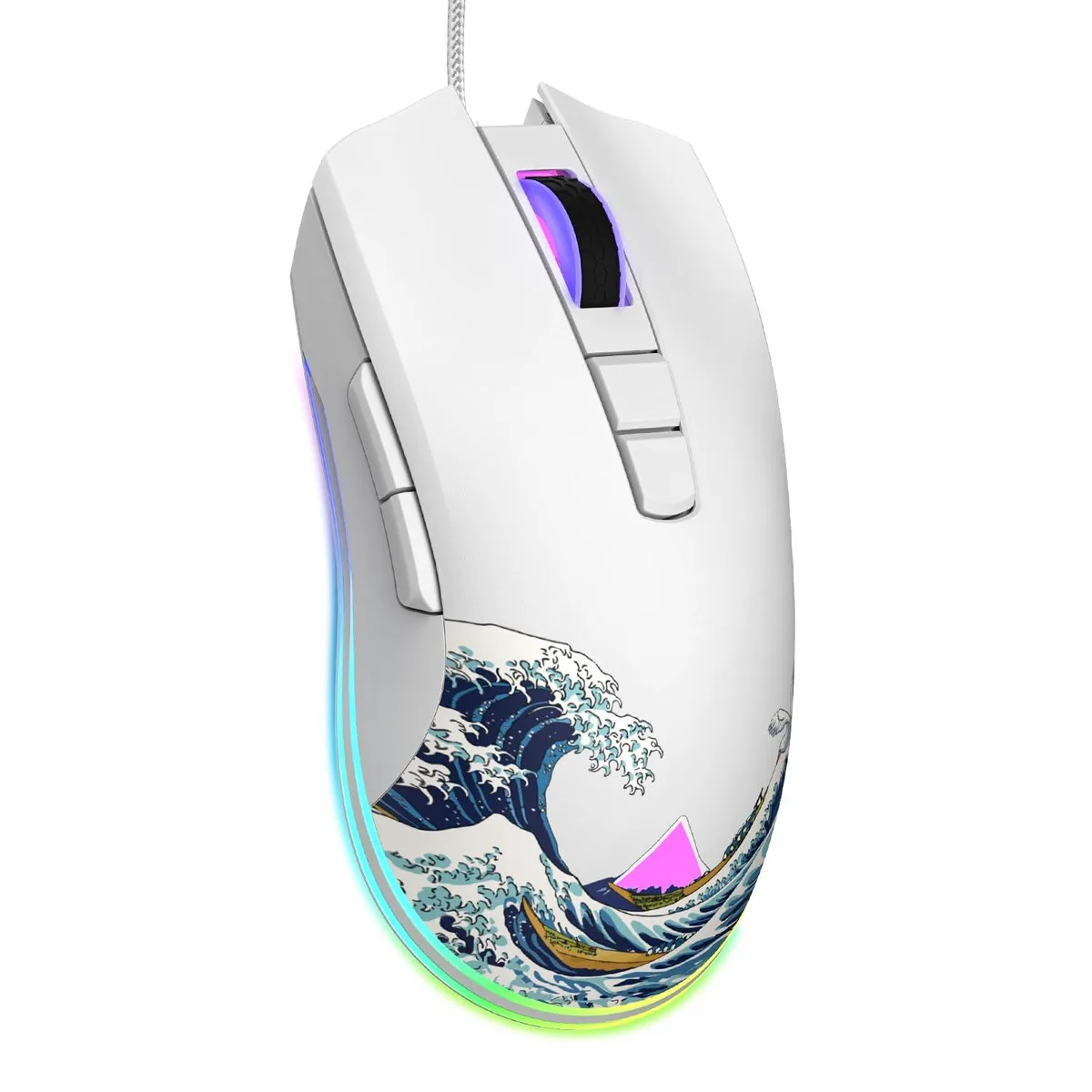costom costom G705 USB Wired Gaming Mouse 12000 DPI White Kanagawa Theme — product photo