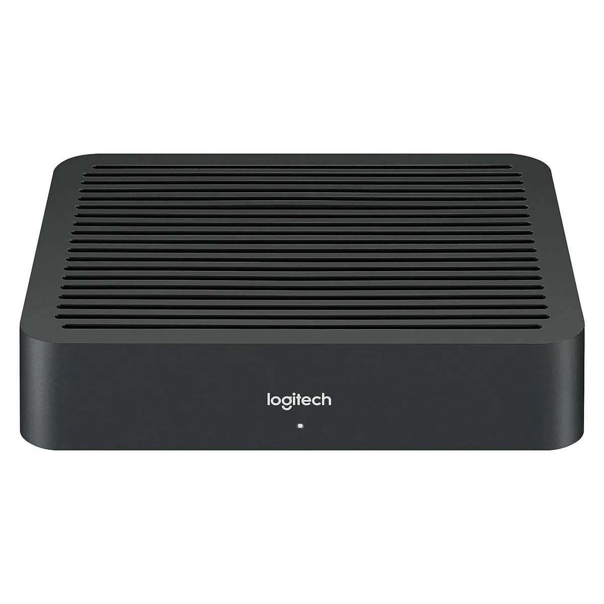 Black rectangular table hub for video conferencing