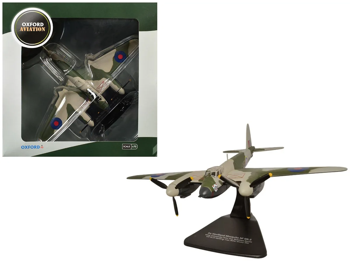 Oxford Diecast Oxford Diecast De Havilland Mosquito NF MKII "Luqa, Malta" 1943 RAF 1/72 Diecast Airplane hobby collectible — product photo