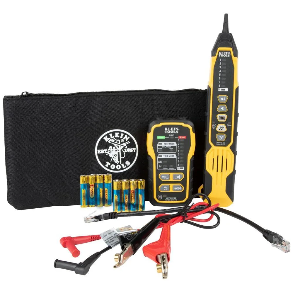 Klein Tools wire tracer tone generator probe set with RJ45 port and 60Hz filter