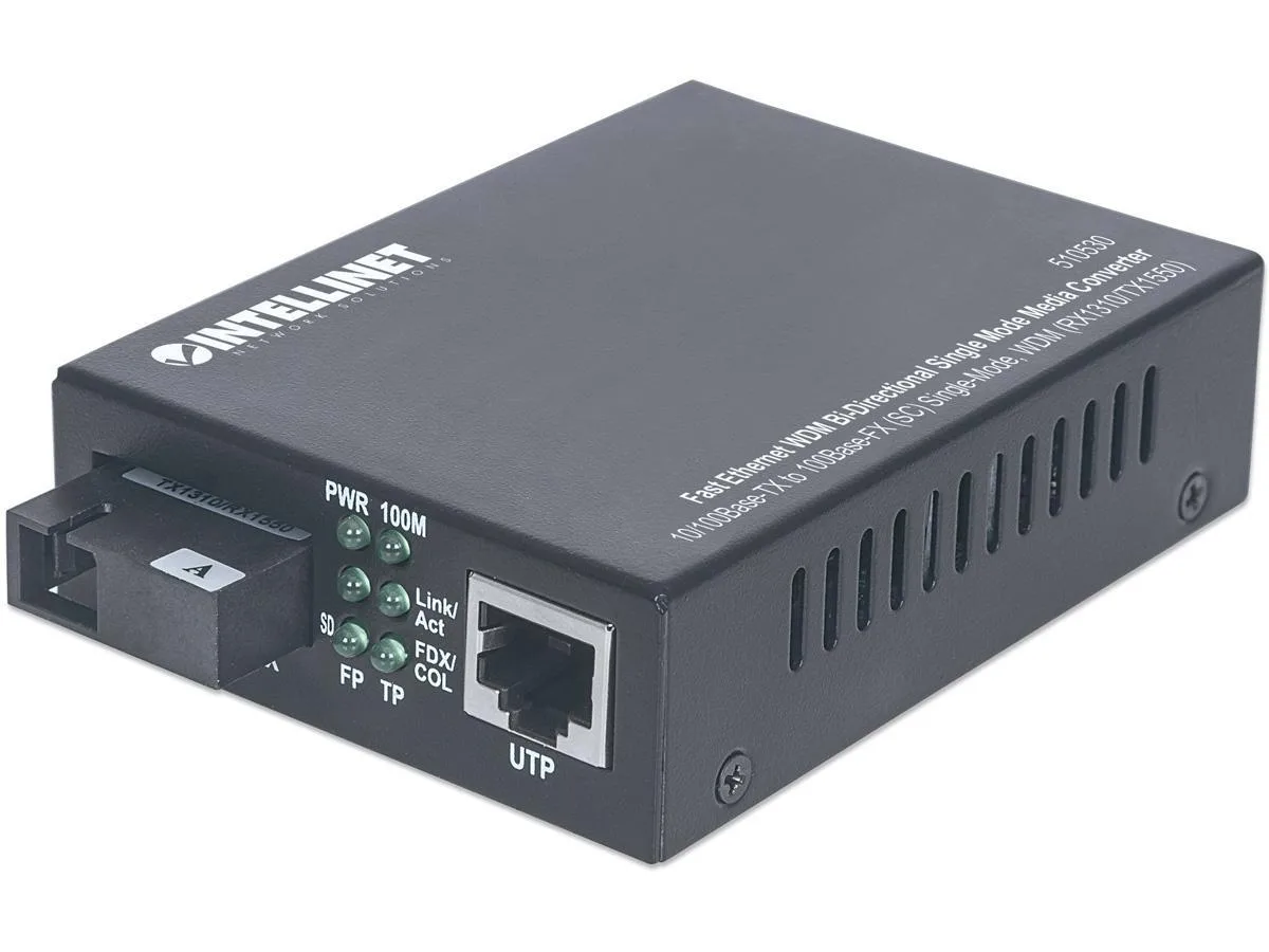 Intellinet Network Solutions Intellinet Network Solutions 510530 switch module 10/100Base-TX to 100Base-FX SC 20 km WDM RX1310 TX1550 — product photo
