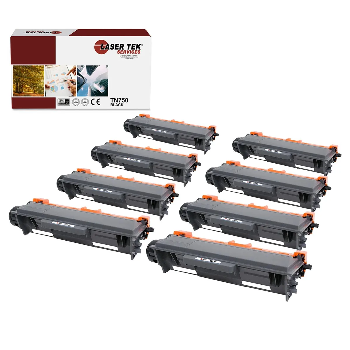 Laser Tek Services Laser Tek Services TN-750 Black Toner Cartridge 8PK — product photo