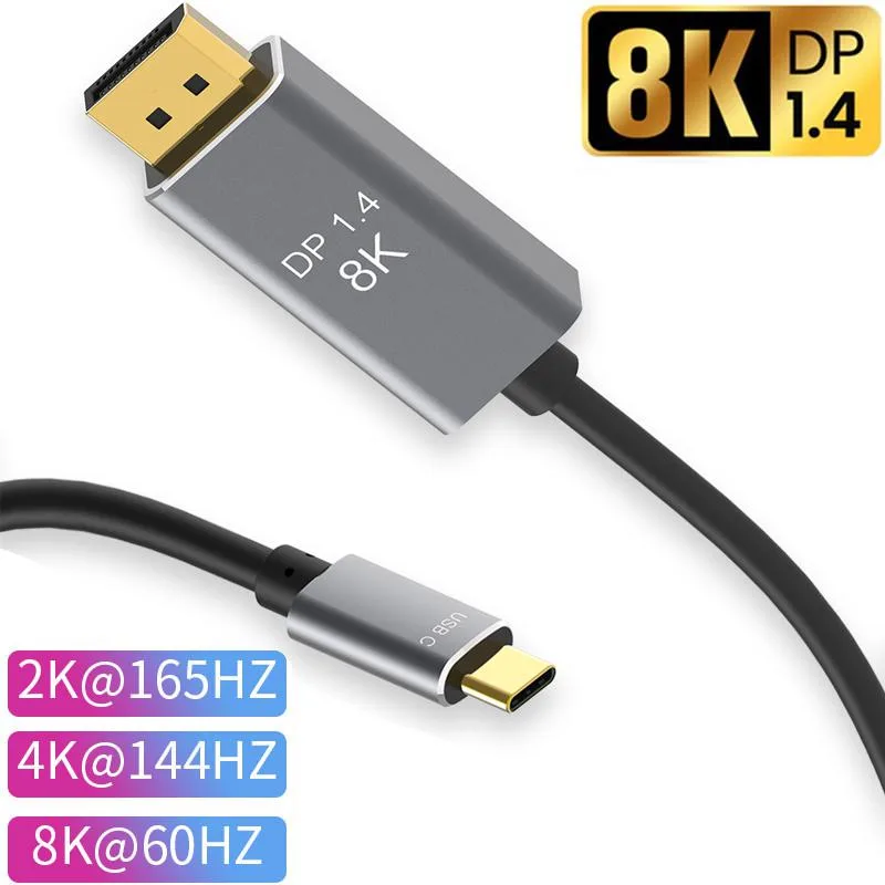 Jansicotek Jansicotek BK-CD2 USB-C to DisplayPort 1.4 cable 6.6 ft Aluminum Thunderbolt 3 Compatible 4K 60Hz 2K 165Hz — product photo