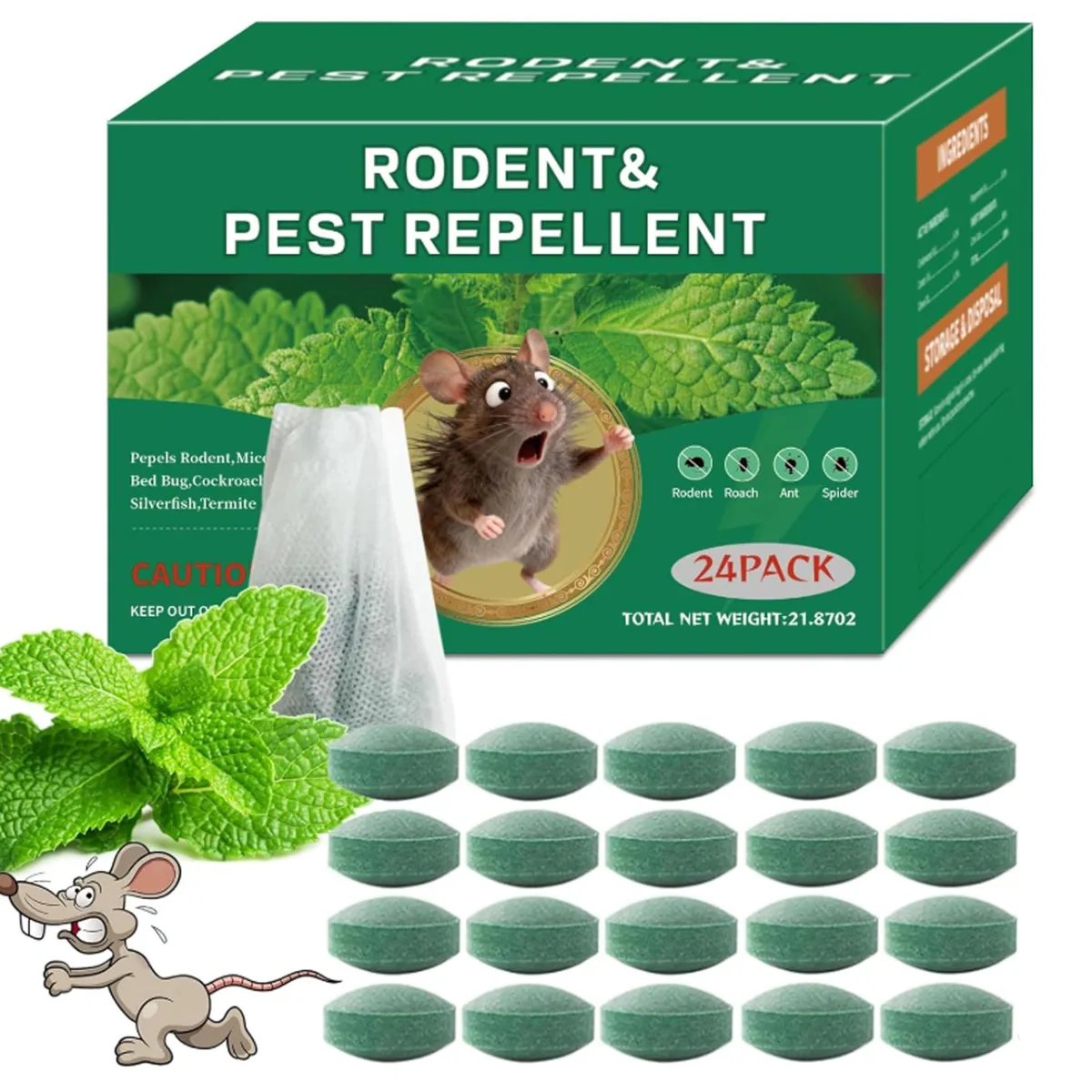 Twenty-four peppermint oil repellent balls in a pack