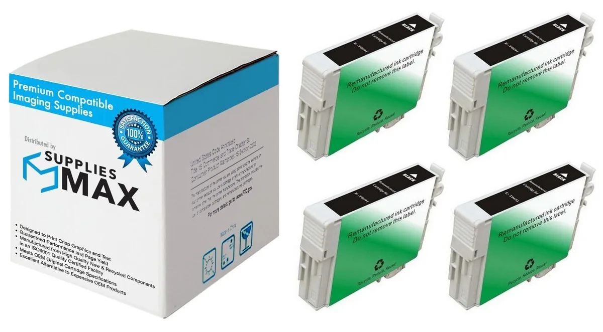 SuppliesMax SuppliesMax Black Inkjet Cartridge 4 Pack T069120_4PK 245 Pages — product photo