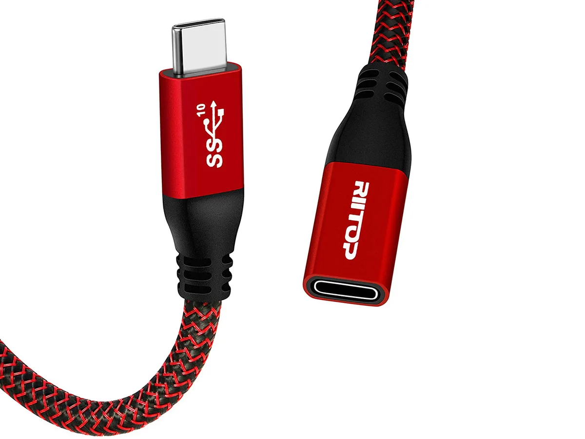 RIITOP RIITOP CMTF-RD18 USB 3.1 Gen2 10Gbps USB C Extension Cable 5.9 ft Red — product photo