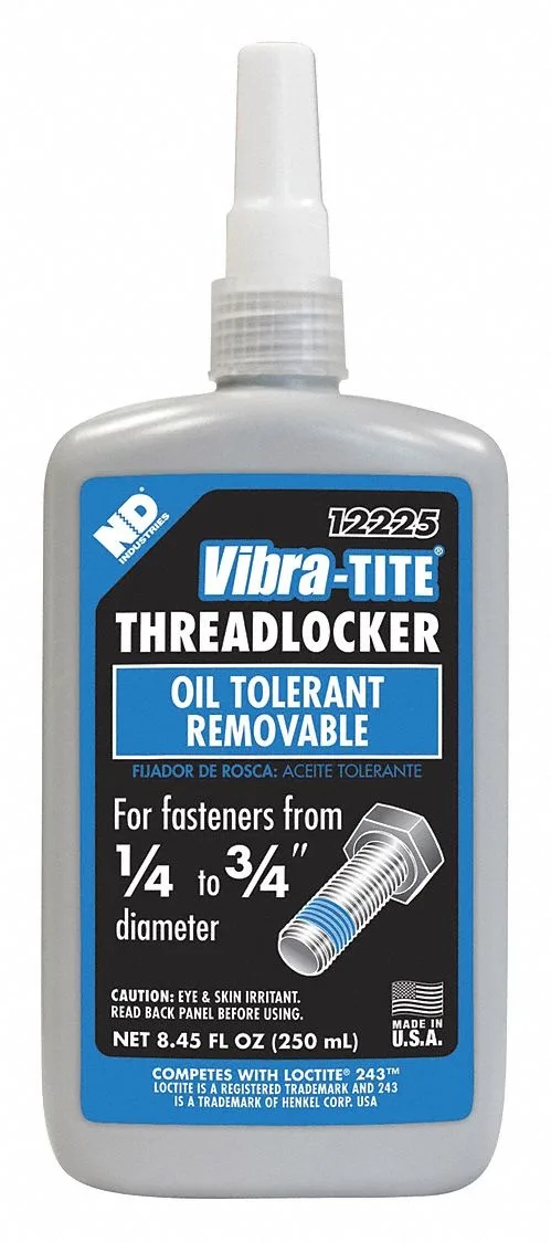 Blue liquid threadlocker in a 250mL bottle
