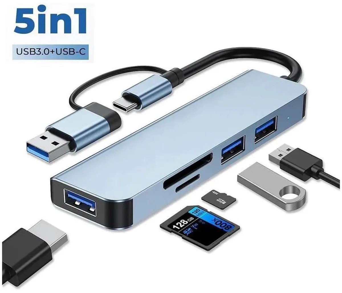 SMUGDESK SMUGDESK 5 in 1 USB C Hub USB 3.0 SD TF Card Reader usb converter — product photo