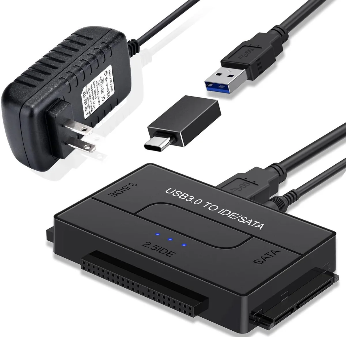 WRIARICH WRIARICH E02 USB 3.0 to SATA or IDE Adapter Cable Universal 2.5/3.5 SATA HDD SSD IDE HDD 12V 2A Power — product photo