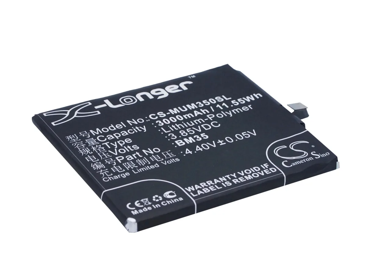 Rectangular smartphone replacement battery, flat grey finish