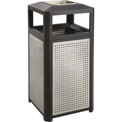 Safco Products Safco Products 9935BL 38 gal Steel Waste Container with Ashtray Top — product photo