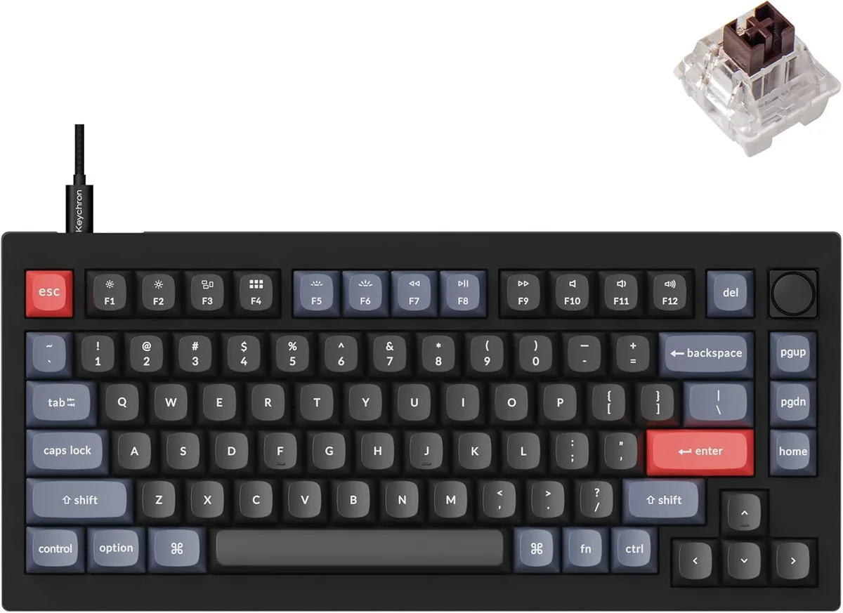 TUKO TUKO 75% Wired Mechanical Gaming Keyboard 81 Keys Hot-swappable Brown Switches Carbon Black — product photo