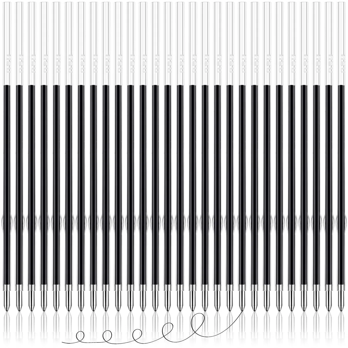 Box of 100 black 0.7mm ballpoint pen refills, plastic finish