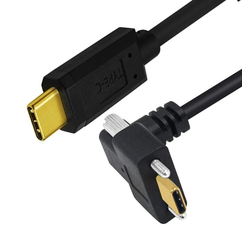 Fervit Fervit 10Gbps USB 3.1 Type-C Male to Dual Locking Thumbscrew Angled USB-C Cable 1M — product photo