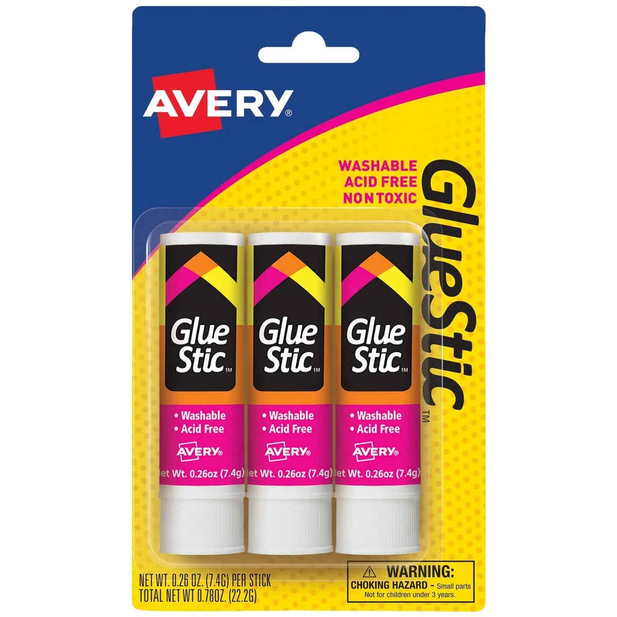  Avery 00164 White Glue Sticks 0.26 oz 3 Pack — product photo