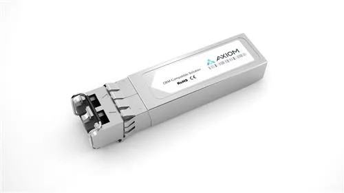 Small rectangular SFP+ transceiver module with LC duplex port and metal housing